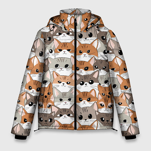Мужская зимняя куртка Паттерн милые котики / 3D-Черный – фото 1