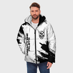 Куртка зимняя мужская Twenty One Pilots и рок символ на светлом фоне, цвет: 3D-черный — фото 2