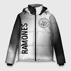 Мужская зимняя куртка Ramones glitch на светлом фоне: надпись, символ