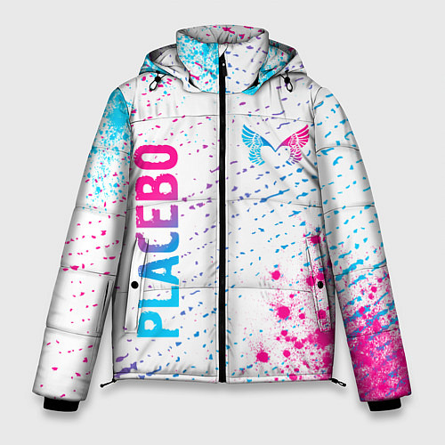 Мужская зимняя куртка Placebo neon gradient style: надпись, символ / 3D-Черный – фото 1