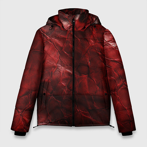 Мужская зимняя куртка Текстура красная кожа / 3D-Черный – фото 1