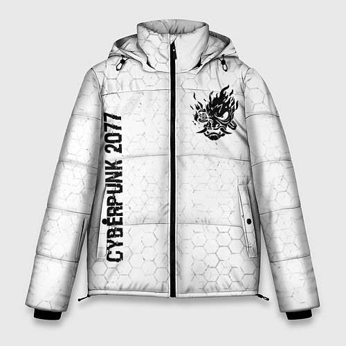Мужская зимняя куртка Cyberpunk 2077 glitch на светлом фоне: надпись, си / 3D-Черный – фото 1