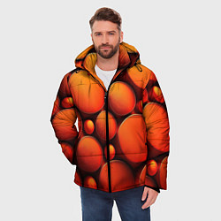 Куртка зимняя мужская Оранжевы е круглые плиты, цвет: 3D-красный — фото 2