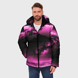 Куртка зимняя мужская Сай фай пейзаж в черно розовых тонах, цвет: 3D-красный — фото 2