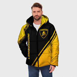 Куртка зимняя мужская Lamborghini - gold gradient: надпись, символ, цвет: 3D-черный — фото 2