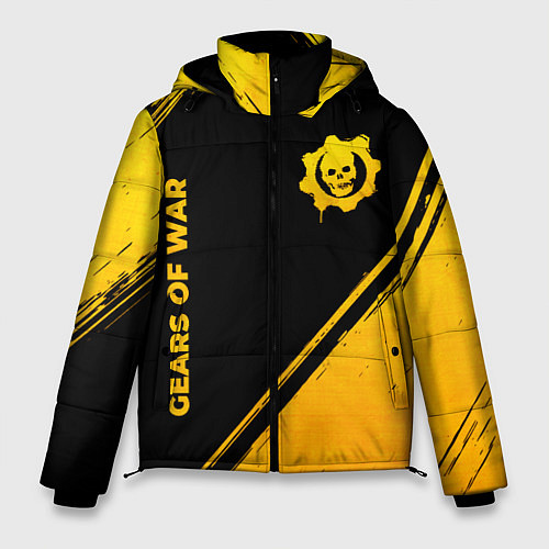 Мужская зимняя куртка Gears of War - gold gradient: надпись, символ / 3D-Черный – фото 1