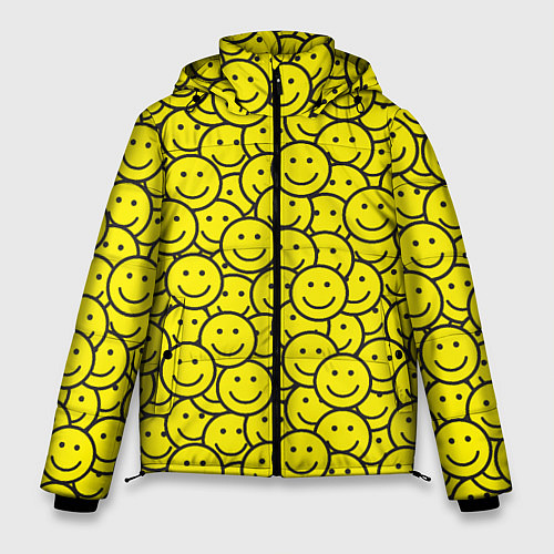 Мужская зимняя куртка Счастливые смайлики / 3D-Черный – фото 1