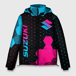 Мужская зимняя куртка Suzuki - neon gradient: надпись, символ