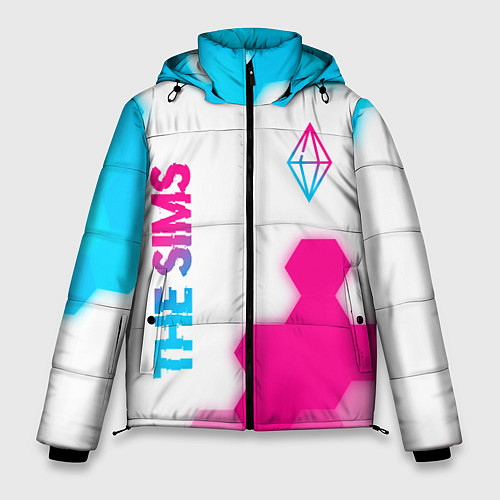 Мужская зимняя куртка The Sims neon gradient style: надпись, символ / 3D-Черный – фото 1