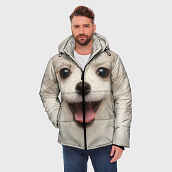 Куртка зимняя мужская Белая собачка - Померанский Шпиц, цвет: 3D-черный — фото 2