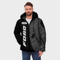 Куртка зимняя мужская Ford speed на темном фоне со следами шин: по-верти, цвет: 3D-черный — фото 2