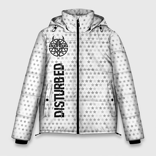 Мужская зимняя куртка Disturbed glitch на светлом фоне: по-вертикали / 3D-Черный – фото 1