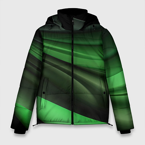 Мужская зимняя куртка Темная зеленая текстура / 3D-Черный – фото 1