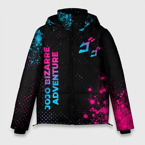 Мужская зимняя куртка JoJo Bizarre Adventure - neon gradient: надпись, с / 3D-Черный – фото 1
