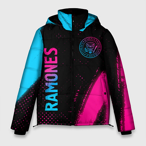 Мужская зимняя куртка Ramones - neon gradient: надпись, символ / 3D-Черный – фото 1