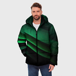 Куртка зимняя мужская Черно зеленые полосы, цвет: 3D-светло-серый — фото 2