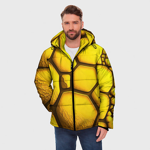 Мужская зимняя куртка Желтые объемные плиты / 3D-Светло-серый – фото 3
