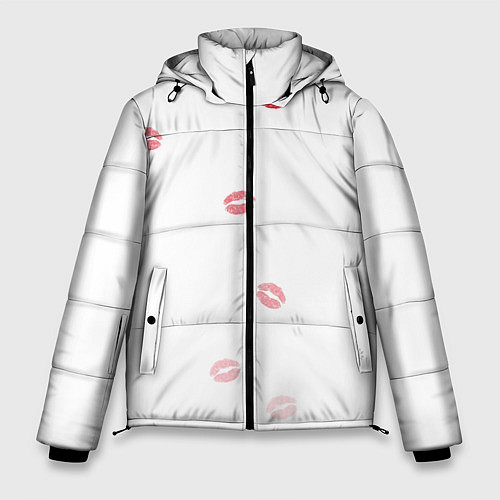 Мужская зимняя куртка Следы поцелуев губы / 3D-Черный – фото 1