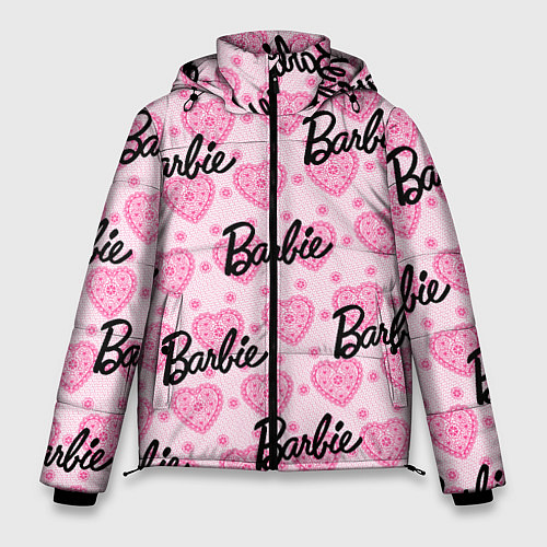 Мужская зимняя куртка Логотип Барби и розовое кружево / 3D-Светло-серый – фото 1