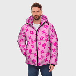 Куртка зимняя мужская Барби паттерн розовый, цвет: 3D-черный — фото 2