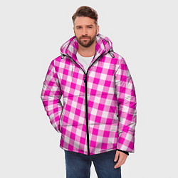Куртка зимняя мужская Розовая клетка Барби, цвет: 3D-светло-серый — фото 2
