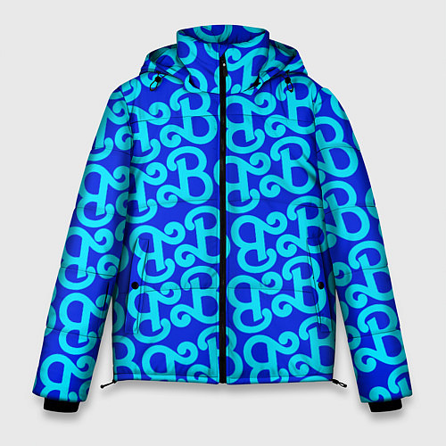 Мужская зимняя куртка Логотип Барби - синий паттерн / 3D-Черный – фото 1