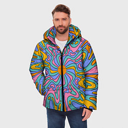 Куртка зимняя мужская Абстрактный психоделический рисунок, цвет: 3D-черный — фото 2