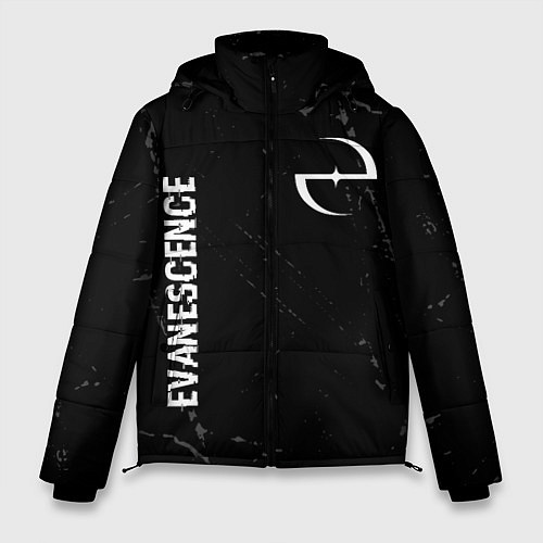 Мужская зимняя куртка Evanescence glitch на темном фоне: надпись, символ / 3D-Черный – фото 1