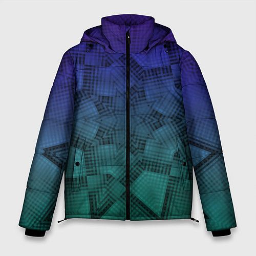 Мужская зимняя куртка Холодный градиент зелено-фиолетовый / 3D-Черный – фото 1