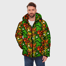 Куртка зимняя мужская Русское народное искусство - хохлома, цвет: 3D-черный — фото 2