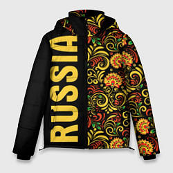 Куртка зимняя мужская Russia хохлома, цвет: 3D-черный