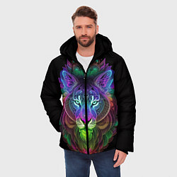 Куртка зимняя мужская Разноцветный неоновый лев, цвет: 3D-светло-серый — фото 2