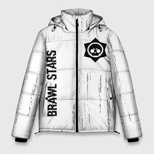 Мужская зимняя куртка Brawl Stars glitch на светлом фоне: надпись, симво / 3D-Черный – фото 1