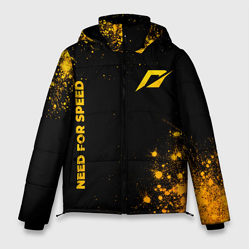 Мужская зимняя куртка Need for Speed - gold gradient: надпись, символ / 3D-Черный – фото 1