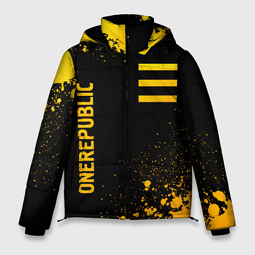 Мужская зимняя куртка OneRepublic - gold gradient: надпись, символ / 3D-Черный – фото 1