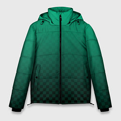 Куртка зимняя мужская Аквамариновая клетка с градиентом, цвет: 3D-черный