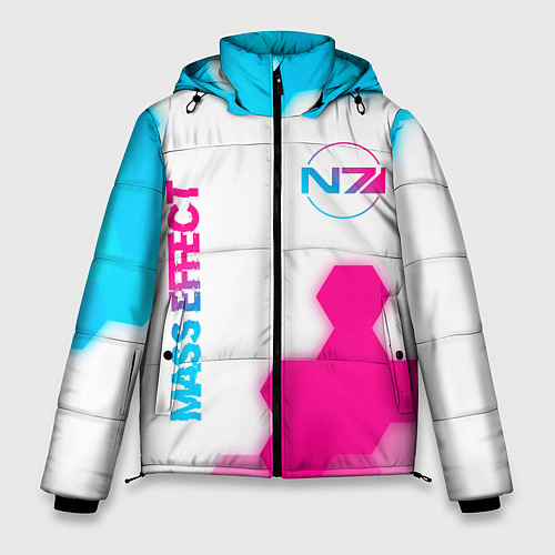 Мужская зимняя куртка Mass Effect neon gradient style: надпись, символ / 3D-Черный – фото 1