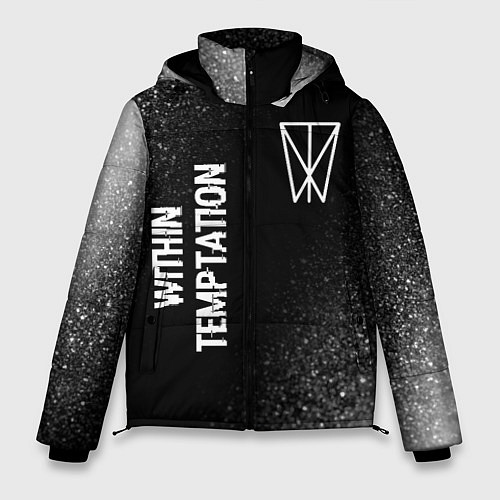 Мужская зимняя куртка Within Temptation glitch на темном фоне: надпись, / 3D-Черный – фото 1