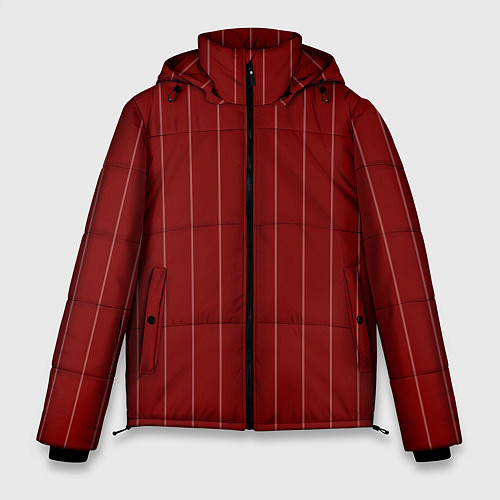Мужская зимняя куртка Тёмно-красный полосатый / 3D-Черный – фото 1