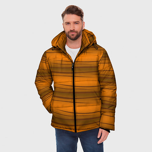 Мужская зимняя куртка Текстура бревна горизонтальные / 3D-Светло-серый – фото 3