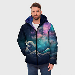 Куртка зимняя мужская Космическая Большая волна в Канагаве, цвет: 3D-светло-серый — фото 2