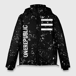 Мужская зимняя куртка OneRepublic glitch на темном фоне: надпись, символ