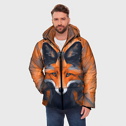 Куртка зимняя мужская Нарисованная огненная лиса, цвет: 3D-черный — фото 2