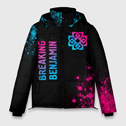Мужская зимняя куртка Breaking Benjamin - neon gradient: надпись, символ