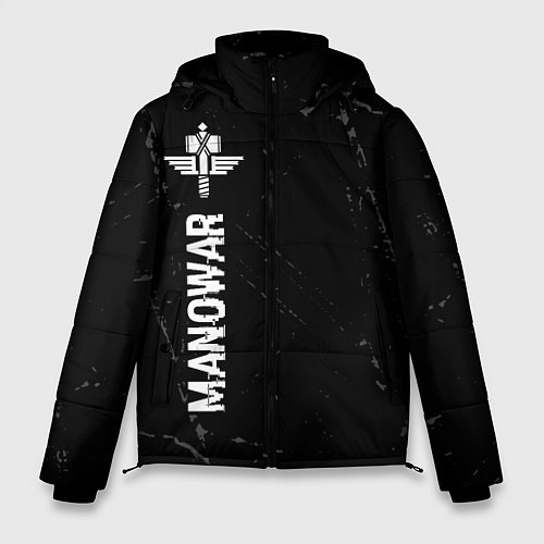 Мужская зимняя куртка Manowar glitch на темном фоне: по-вертикали / 3D-Черный – фото 1