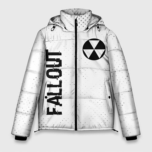 Мужская зимняя куртка Fallout glitch на светлом фоне: надпись, символ / 3D-Черный – фото 1
