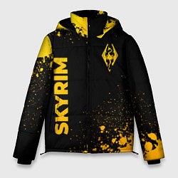 Куртка зимняя мужская Skyrim - gold gradient: надпись, символ, цвет: 3D-черный