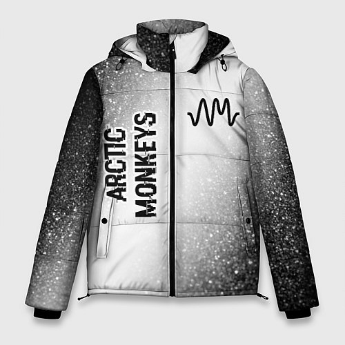 Мужская зимняя куртка Arctic Monkeys glitch на светлом фоне: надпись, си / 3D-Черный – фото 1