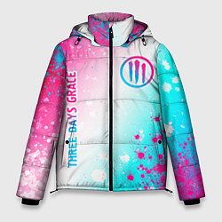 Мужская зимняя куртка Three Days Grace neon gradient style: надпись, сим