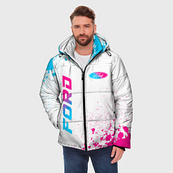 Куртка зимняя мужская Ford neon gradient style: надпись, символ, цвет: 3D-черный — фото 2